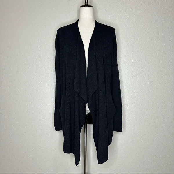 Barefoot Dreams Cozychic Lite Black Open Front Cardigan, Size S/M - Image 3