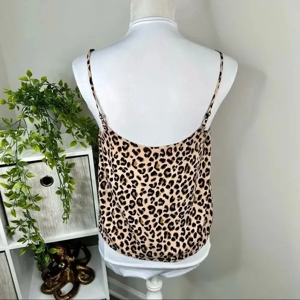 H&M Divided Beige Leopard Print Camisole Top Spaghetti Strap Tank Size 4 - Image 7