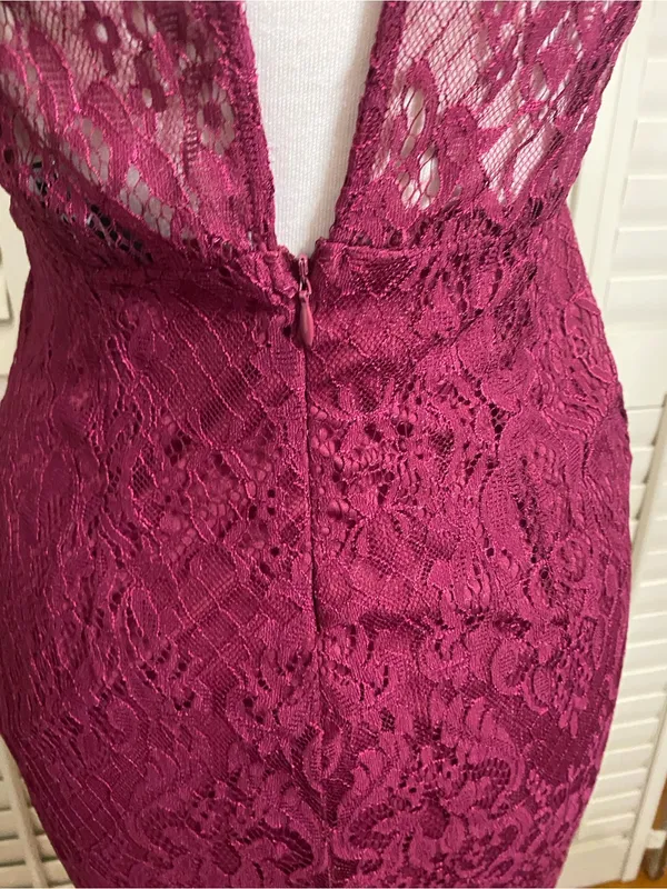 Lulu's Magenta Lace Halter Midi Dress - Image 8