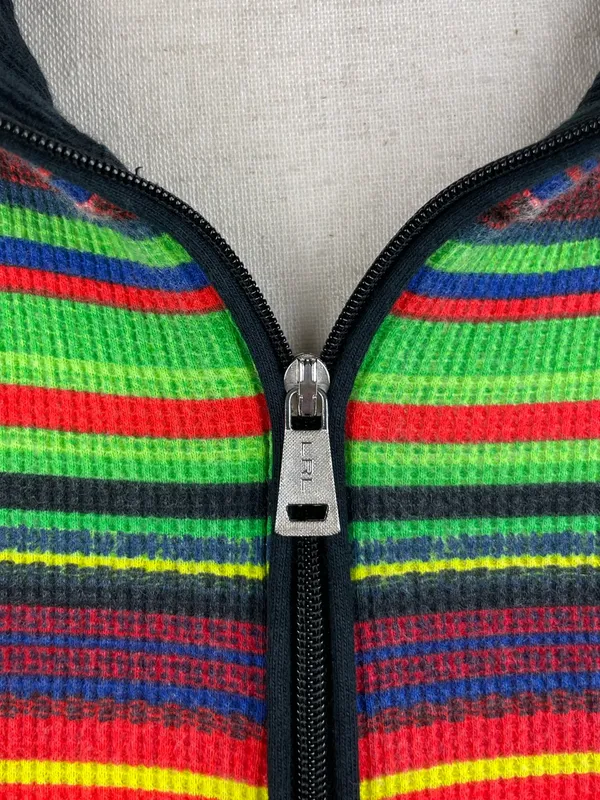Vintage Y2K Lauren Ralph Lauren Active Rainbow Stripe Quarter Zip Pullover XL - Image 4