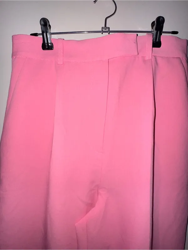 ZARA Bright Pink High Waisted Trousers Pants Size Small - Image 3