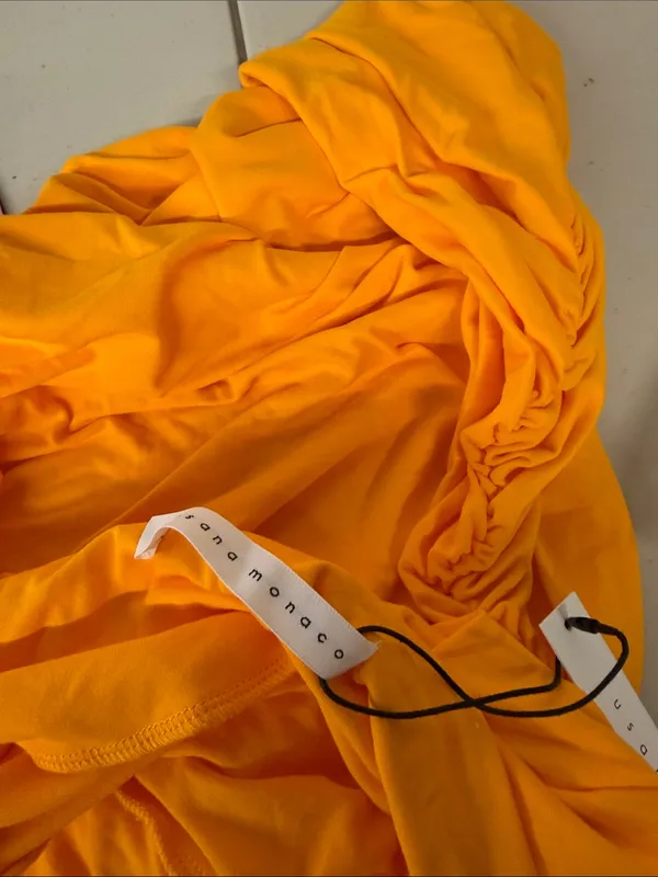 NEW Sz small s Susana Monaco V Wire Tube Gathered Dress strapless orange - Image 2