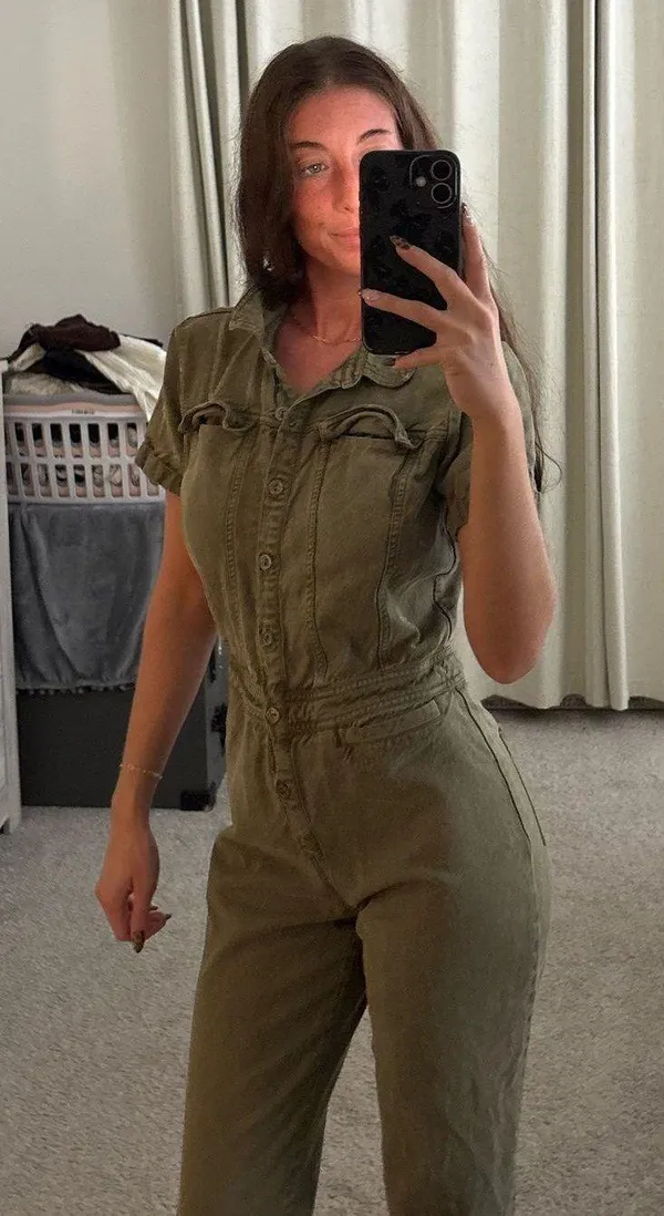Denim Jumpsuit Green Size XS - Image 2