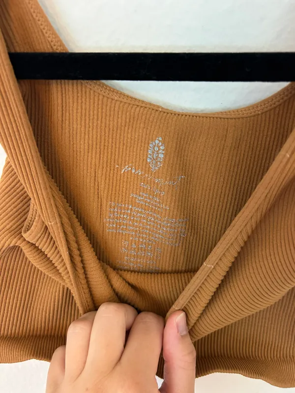 Free People Movement Tan Happiness Runs Square Neck Crop - Image 4