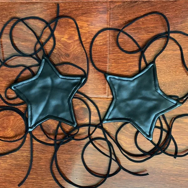 STARRY EYED- black strappy star bra top - Image 2