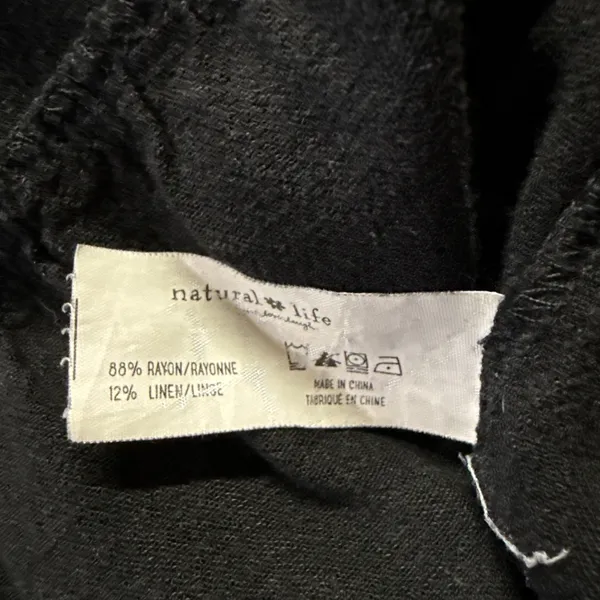 Natural Life Avery Wide Leg Jumpsuit Size‎ L/XL Black Linen Rayon Short Sleeve - Image 7