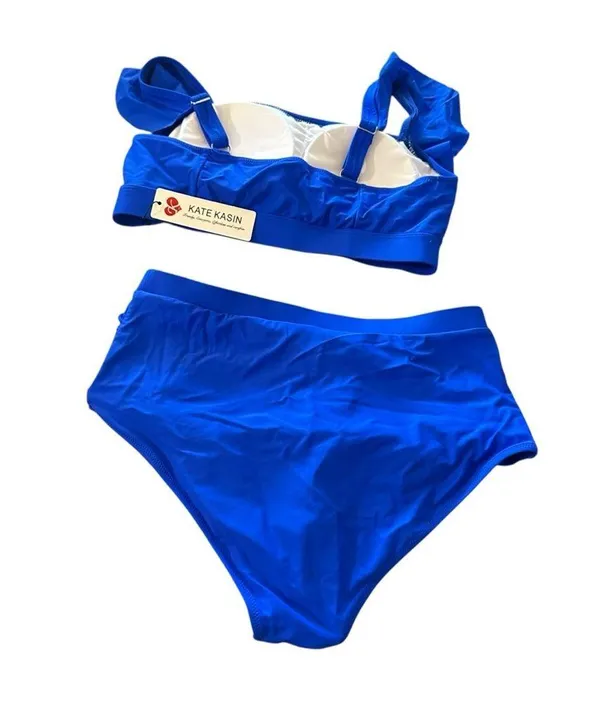 Vibrant Blue Ruffle Bikini with High - Image 2