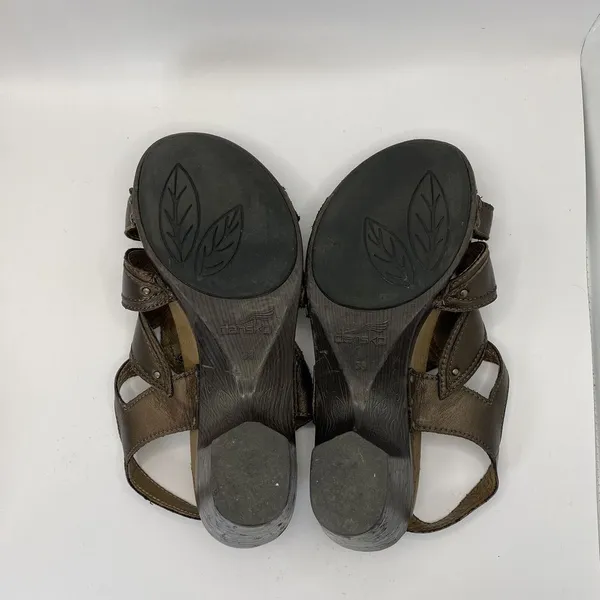 Dansko Nina Sandals Womens 38/7 Heels Brown Leather Floral Strappy‎ Platform - Image 8