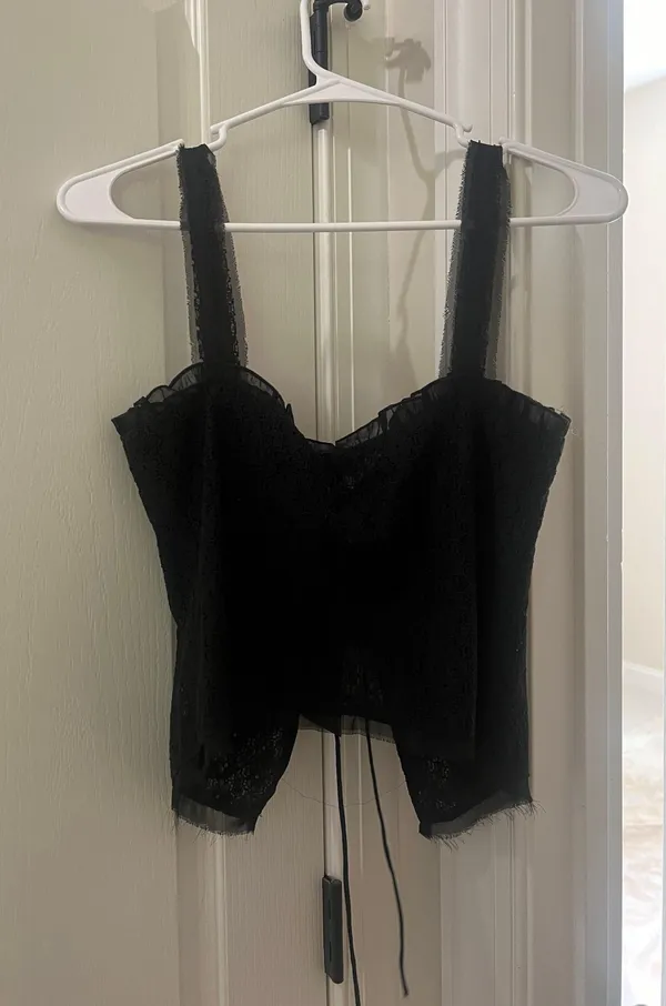 Black Lace Tie Shirt Medium - Image 4