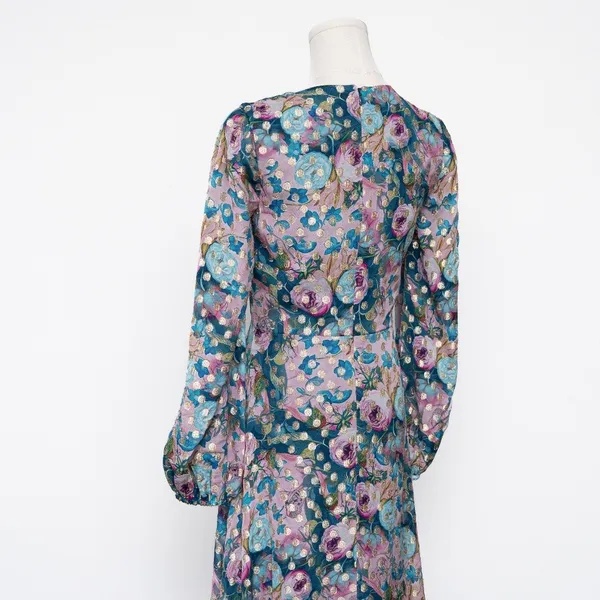 Dress the Population - | Metallic Floral Long Sleeve Midi Dress - Image 12