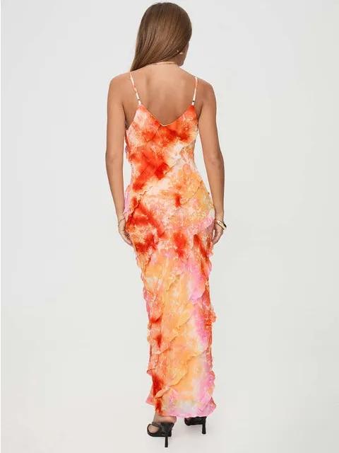 Princess Polly Lars Maxi Dress Orange Multi - Image 5