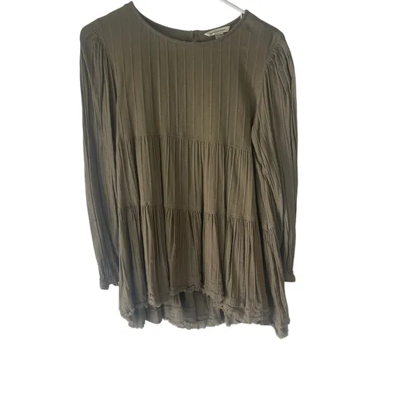 American Eagle Women's Size XS Olive‎ Green Tiered Babydoll Top - Image 2