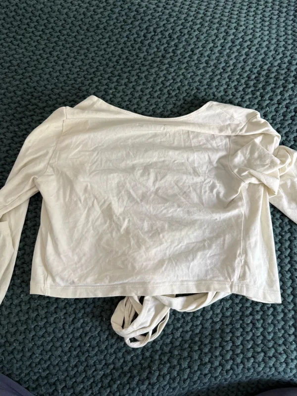 Urban Outfitters Tie Front Long Sleeve Off White - Image 2
