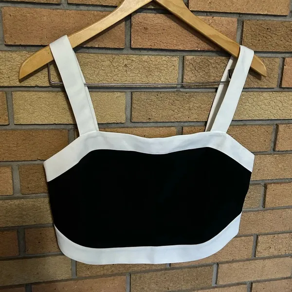 NWOT Amanda Uprichard Porsha Top in Black & Ivory Revolve Size Medium - Image 4