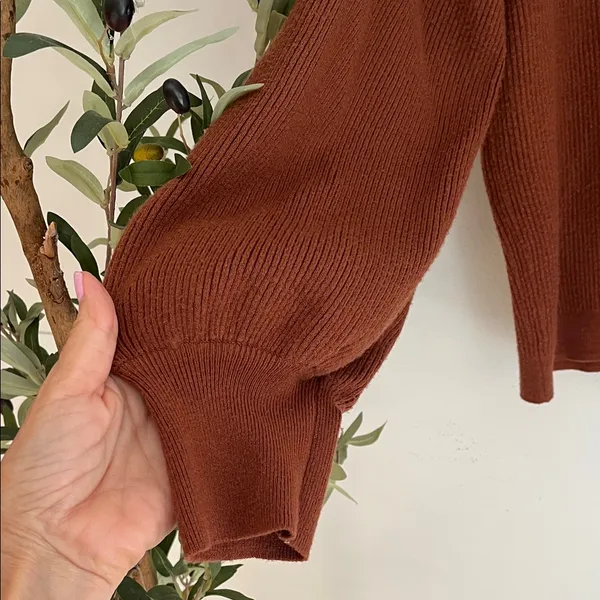 Abercrombie & Fitch Brown V-Neck Sweater Sz M bin 6 - Image 3