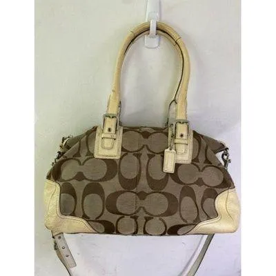 coach bag cream black fabric tote - Image 2