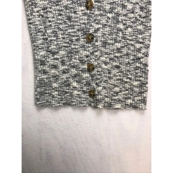 MOD REF Black White Marled Knit Short Sleeve V-Neck Cardigan‎ Sweater Small - Image 6