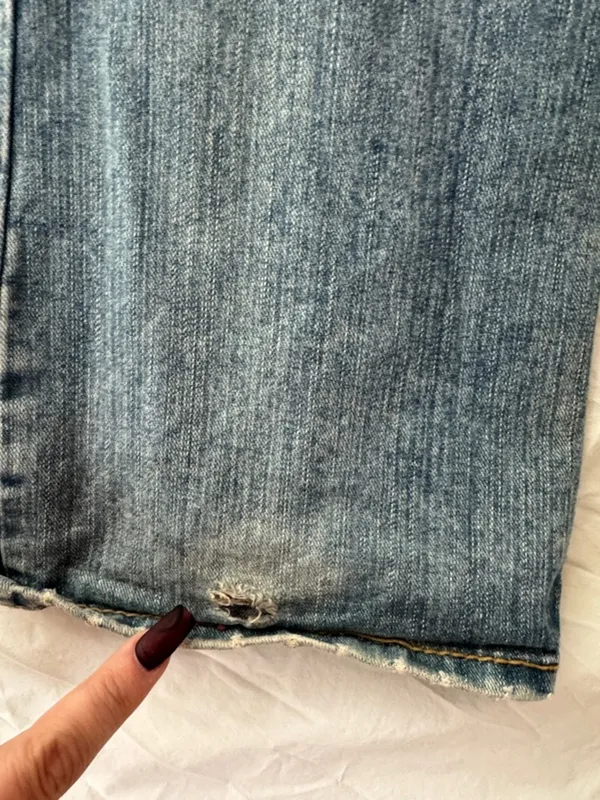 90’s Y2K Aeropostale Low Rise Hailey Flare Light Blue Ripped Flare Jeans - Image 12