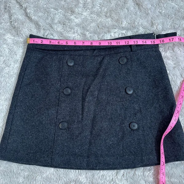 Vintage Y2K Gap Wool Sz 2 European Fit Italian Wool Felted Mini Skirt Gray - Image 8