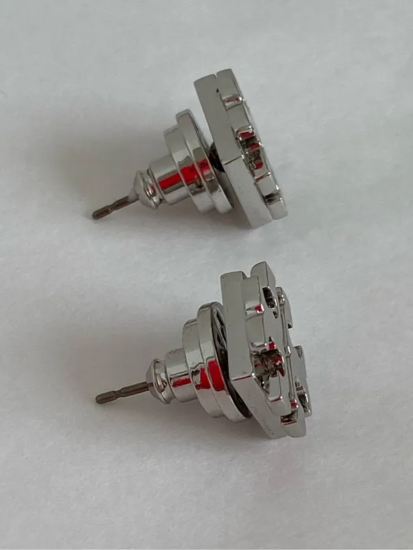 Tory Burch Silver Logo Stud Earrings Never Worn - Image 2