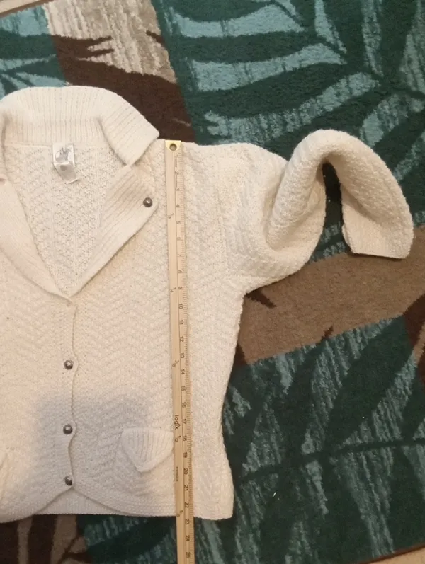 Vintage Fisher H8ll Hand Knit Worsted Wool Cropped Cardigan Preppy Cottage M - Image 13
