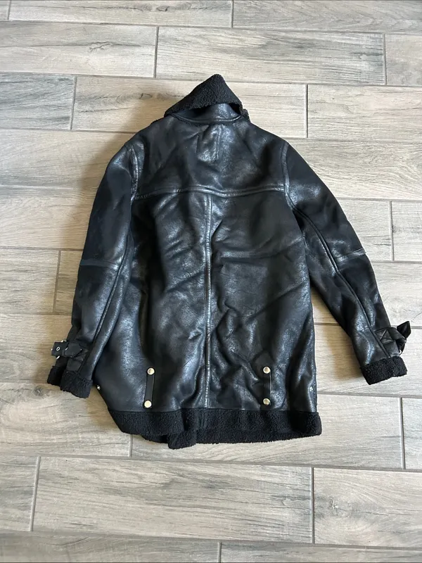 Avec Les Filles Black Faux Shearling Moto Jacket - Image 4
