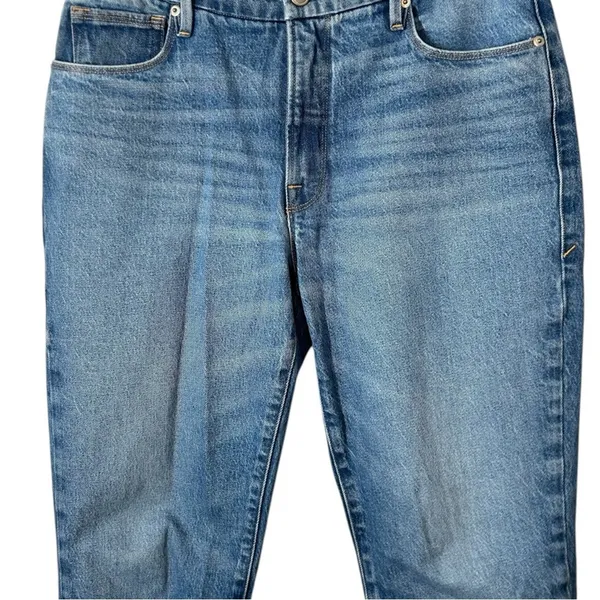 Good American Good Girlfriend Jeans 27 Cropped Raw Hem Medium Wash - Image 5