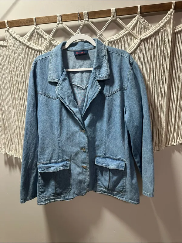 Denim&Co Light Blue Denim Blazer with Flap Pockets - Image 3