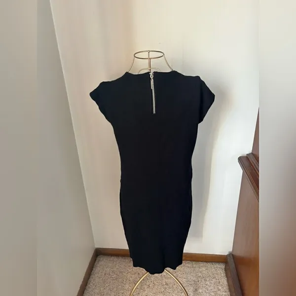 Adrienne Vittadini Black Short Sleeve Zipper Detail Dress Size Small - Image 10