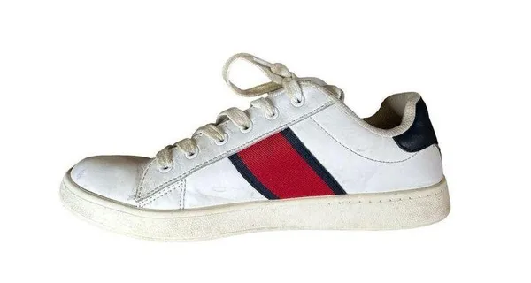 Polo By Ralph Lauren Quilton Bear Classic White Lace Up Low Top Sneakers Size 6 - Image 3