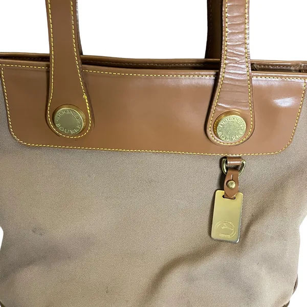Vintage Dooney and Bourke Leather Trim Canvas Shoulder Bag - Image 4