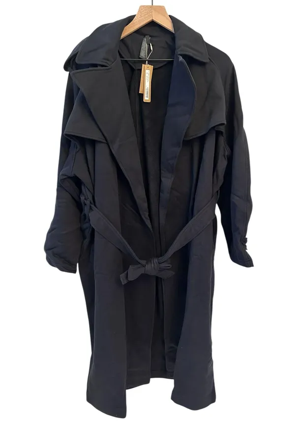 SKIMS NWT Boyfriend Fleece Oversized Trench Coat - Onyx XS - Image 3
