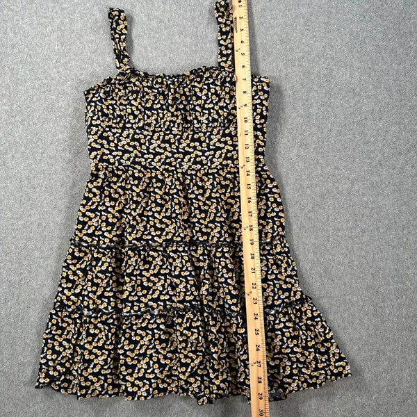 Row A Floral Mini Dress Size Small Navy Blue/Yellow Ruffle Tiered Sundress - Image 2