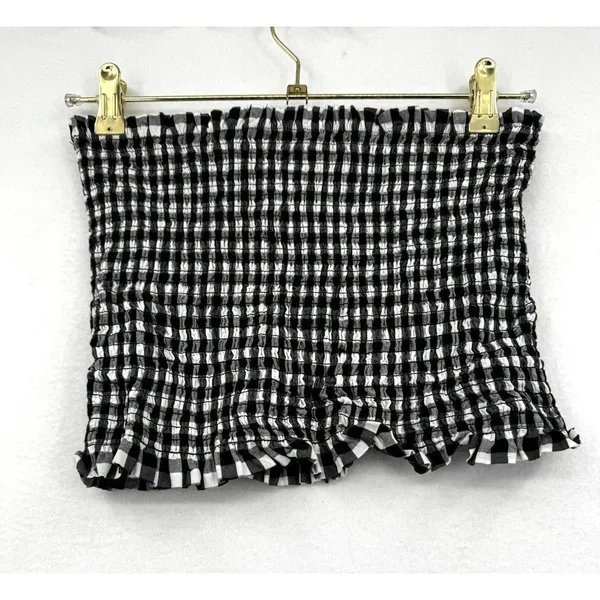 Heart Hips Gingham Smocked Tube Top Black White Check Size L Cottagecore Summer - Image 2