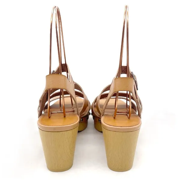 J. Crew The Chloe Clog Platform Strappy Sandal in Saddle Tan Faux Leather Size 7 - Image 9