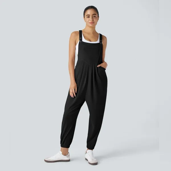 HALARA NWT Pockets Waffle Casual Jogger Overalls black sz Large - Image 8