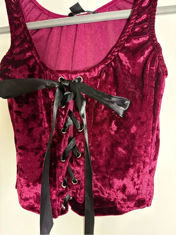 Dolls Kill wine Velvet Lace - Image 4