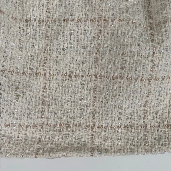 Zara Tweed Metallic Sequin Tube Top Cream Gold Evening Classic Glam Strapless- M - Image 9