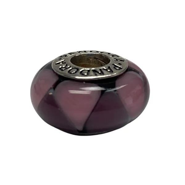 Pandora Purple Murano Glass Charm Bead 925 Sterling Silver Authentic - Image 3