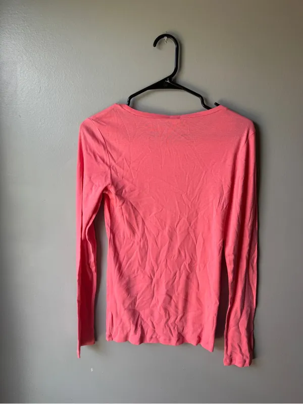 NWT J.Crew Factory Coral Pink Long Sleeve Tee Size Medium - Image 6