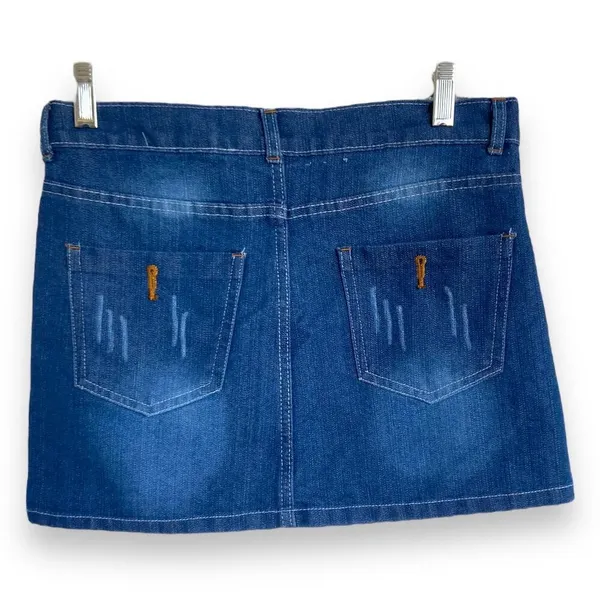 Womens Skirt Sz Small Blue Denim Jean Mini‎ Short - Image 3