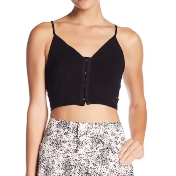 Intimately Vest Of All Free People Corset Crop Top Black Minimalist Edgy Size M - Image 2
