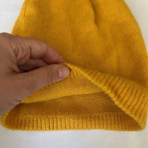 Mustard Yellow Knit Beanie gently worn - Image 3