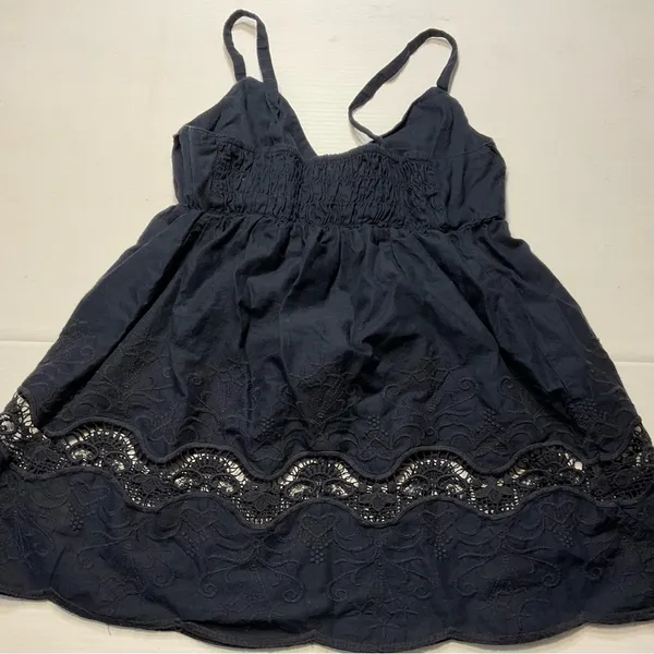 Banana Republic Navy Blue Eyelet Embroidery Tank Top Baby Doll Cotton Sz S - Image 7