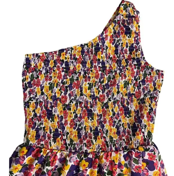 BTFBM Floral Flowy Beach Boho One Strap Maxi Dress Size Small - Image 4