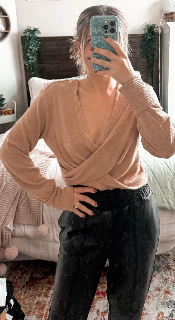 Anthropologie Brown Cropped Longsleeve - Image 2