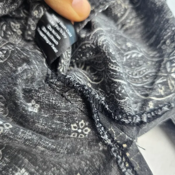 POL Clothing Paisley Bandana‎ Button Down Shirt Charcoal Grey Oversized FWT57 S - Image 6