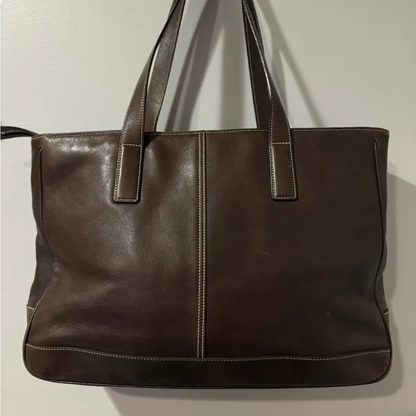 Coach Classic Hamptons Dark Brown Leather LG Business Travel Shoulder Bag 7790‎ - Image 6