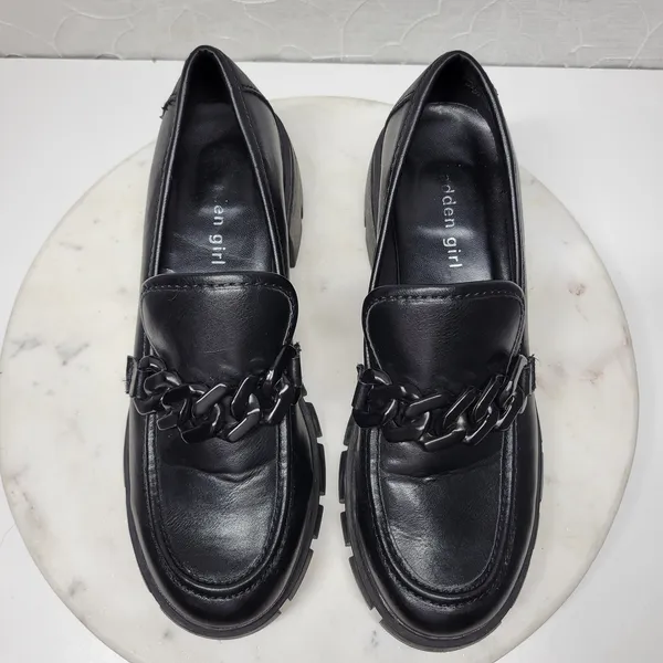 Madden Girl Hoxtonn Chunky Platform Loafer Womens 8 Black Chain Lug Sole‎ Grunge - Image 6