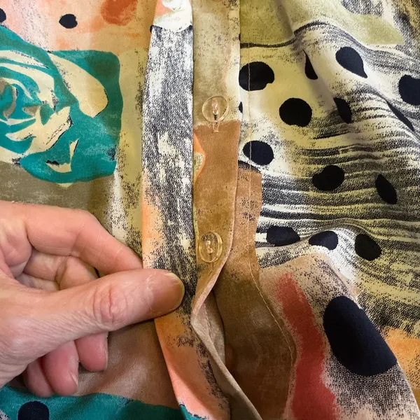 Vtg 80s patchwork print blouse Size L - Image 5